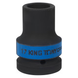 KING TONY Головка торцевая глубокая ударная четырехгранная 1", 17 мм, футорочная