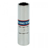 KING TONY Головка свечная двенадцатигранная 1/2", 14 мм, L = 70 мм, резиновый фиксатор 463014RC