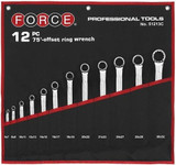 FORCE Набор накидных ключей 6х7-30х32 мм, 75°, 12-гранные, 12 пр., чехол