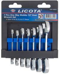 Licota Набор ключей трещоточных коротких 72 зуба  8-19мм, 7 предметов на пластиковом держателе