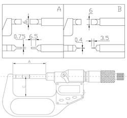 ASIMETO Микрометр с ножевыми измерительными поверхностями цифровой 0,001 мм, 0-25 мм, тип А