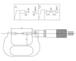 ASIMETO Микрометр со ступенчатыми измерительными поверхностями, 0,01 мм, 0-25 мм, тип B