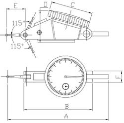 ASIMETO Индикатор рычажно-зубчатый со шкалой расположенной под углом 20° 0,01 мм, горизонтальный, 1,