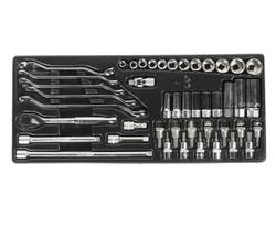 Набор инструментов 65 предметов слесарно-монтажный в переносном инструментальном ящике (3 лотка) JTC