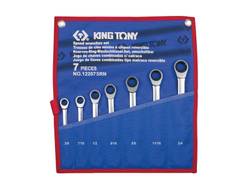 KING TONY Набор комбинированных трещоточных ключей, 3/8 – 3/4 дюйма, чехол из теторона, 7 предметов