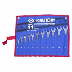 KING TONY Набор комбинированных трещоточных ключей, 8-19 ММ, чехол из тетрона, 11 предметов