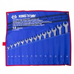 KING TONY Набор комбинированных удлиненных ключей, 8-24 мм, чехол из теторона, 14 предметов