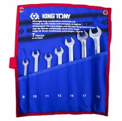 KING TONY Набор комбинированных удлиненных ключей, 8-19 мм, чехол из теторона, 7 предметов