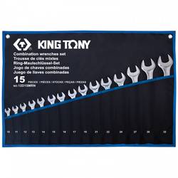 KING TONY Набор комбинированных ключей, 10-32 мм, чехол из теторона, 15 предметов 12D15MRN